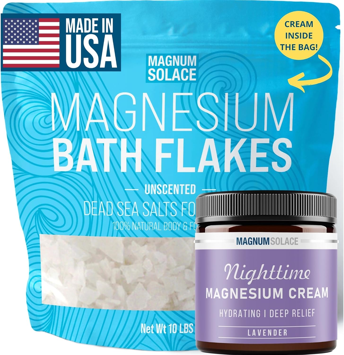 Magnesium Bath Flakes & Nighttime Magnesium Cream: Bundle