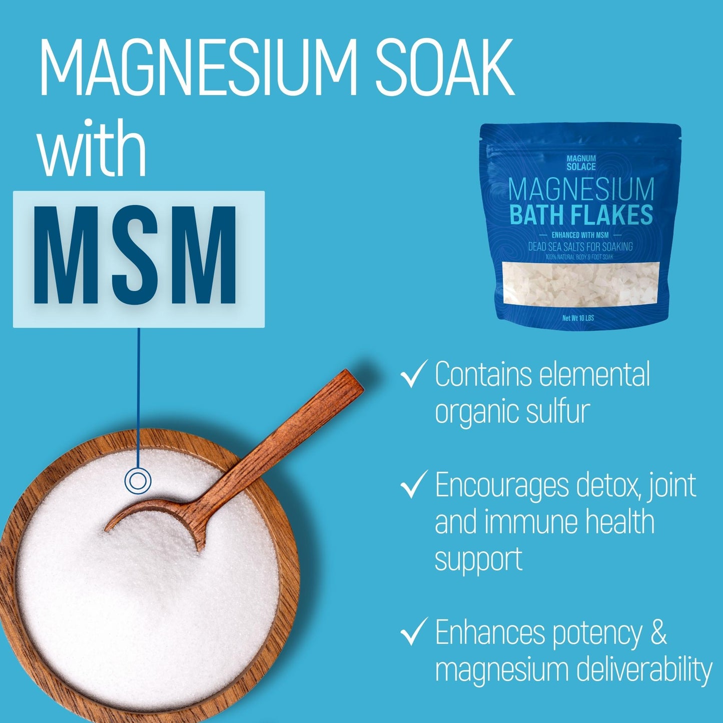 Magnesium Bath Flakes with MSM, 10 LBS