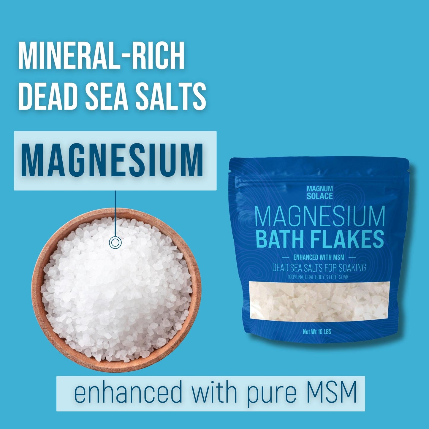 Magnesium Bath Flakes with MSM, 10 LBS