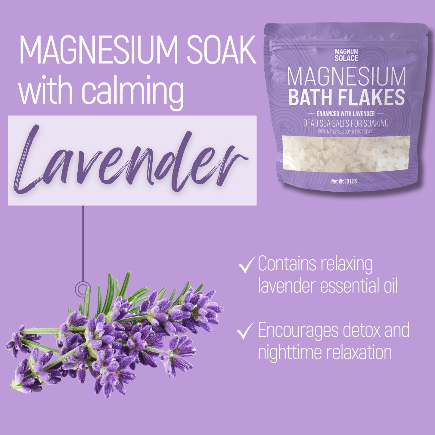 Magnesium Bath Flakes with Lavender, 10 LBS