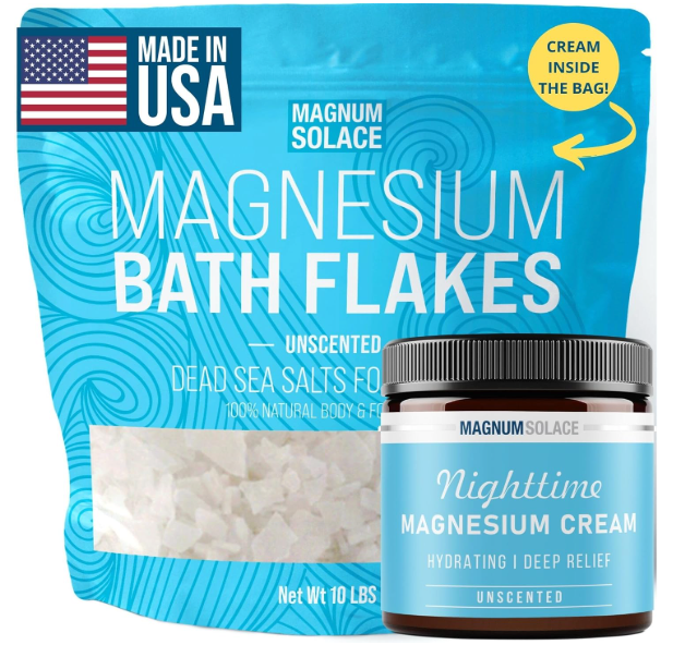 Magnesium Bath Flakes & Nighttime Magnesium Cream: Bundle (Unscented)