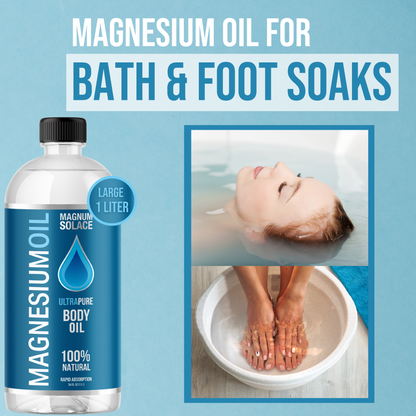 Magnesium Oil for Muscle Recovery & Bath Soak - Large 1 Liter (34 oz)